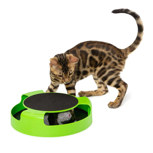 Interactive Cat Toys for Indoor Cats Green Spinning 360 Degrees Moving Mouse Pad