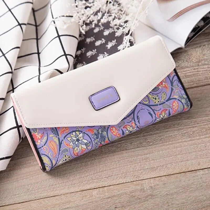 Fashion Women Leather Envelope Clutch Wallet Long Card Holder Purse Bag Handbag