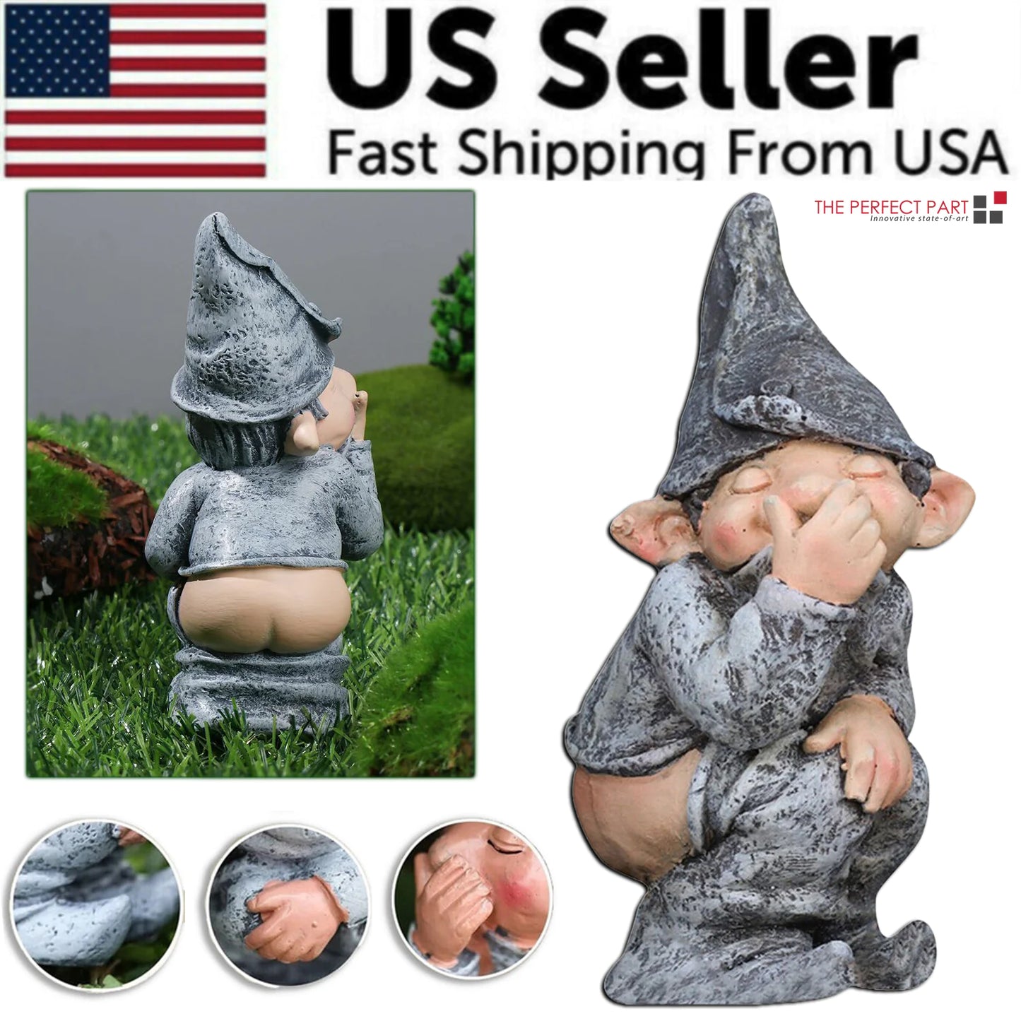 Pooping Naughty Gnome Miniature Statue Funny Resin Dwarf Home Garden Ornament