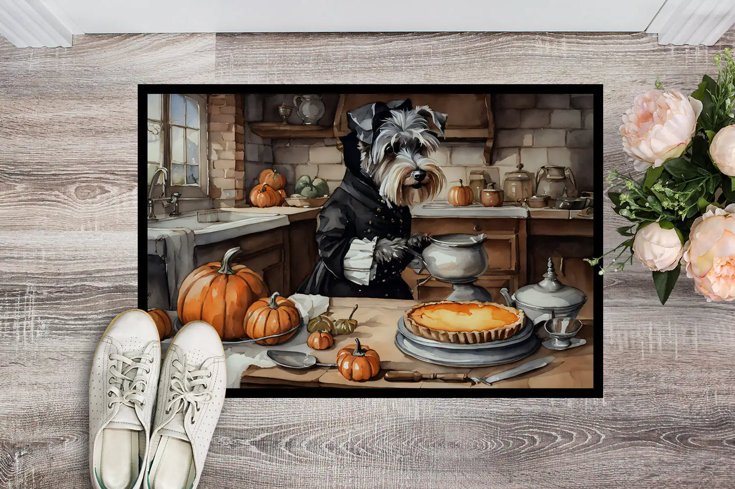 Schnauzer Fall Kitchen Pumpkins Doormat