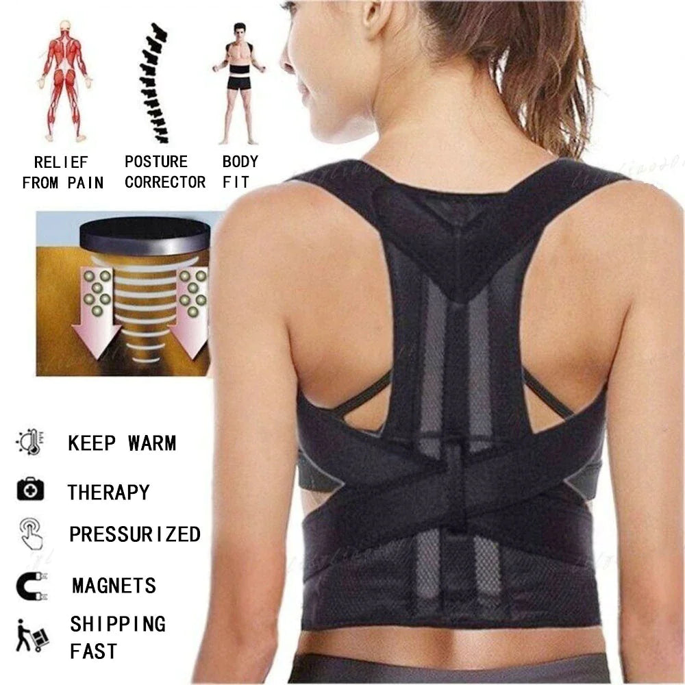 Adjustable Posture Corrector Low Back Support Shoulder Brace Belt For Men Women